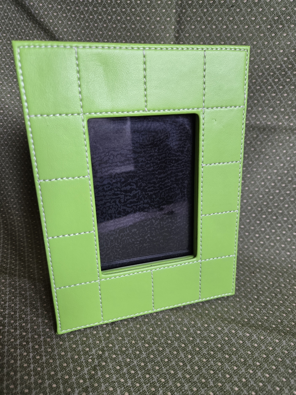 Lime Green Quilted Pattern Picture Frame - Faux Leather Feel